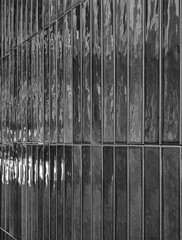 Side View of a Glass Panel Wall in Black and White.