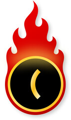 Shiny Gold Left Parenthesis Icon on Fire for Black Friday Sale Text