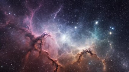 A cosmic scene displaying "HAPPY MONDAY" in icy crystal letters against a nebula background - Powered by Adobe