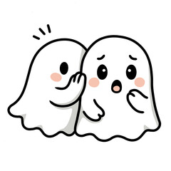 Illustration of a cute Halloween ghost in a shocked expression