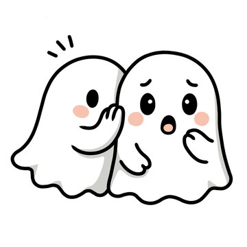 Illustration of a cute Halloween ghost in a shocked expression