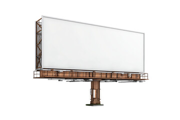 Obraz premium Large Blank Billboard on Post Structure Isolated on Transparent Background for Advertising Mockup and Commercial Communication Template Presentation, PNG