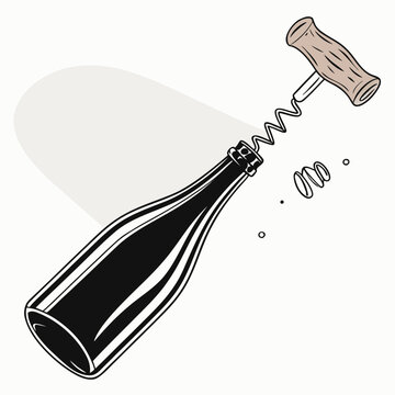 wine bottle corkscrew opening action clip art preview