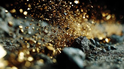 Golden particles on a sand
