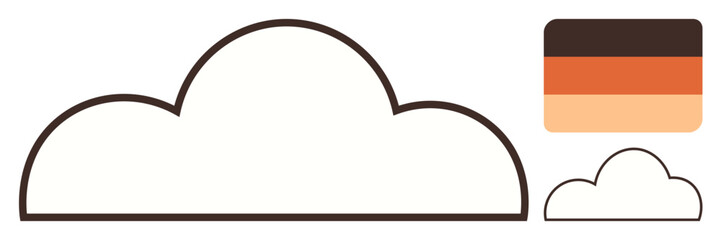 Simplistic cloud outline paired with a warm earth-toned palette of brown, orange, and beige gradients. Ideal for weather, nature, technology, design, branding sustainability education. Clean