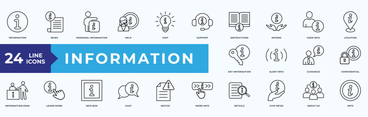 Information icon Pack Illustration Vector with information, news, personal information, help, hint, support, instructions