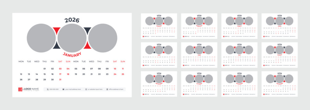 Calendar 2026, desk calendar 2026, office calendar design
