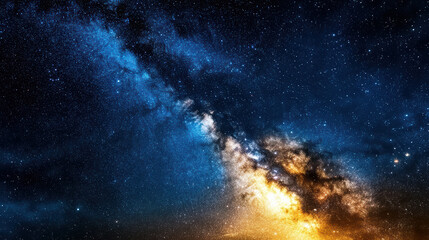 Fototapeta premium Stunning cosmic scene showcasing vibrant stars and swirling galaxy in deep indigo sky