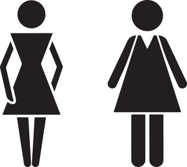 Geometric Black Female Figures, Minimalist Design on White Background