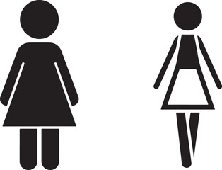 Minimalist Female Silhouette and Outline Icons on White Background