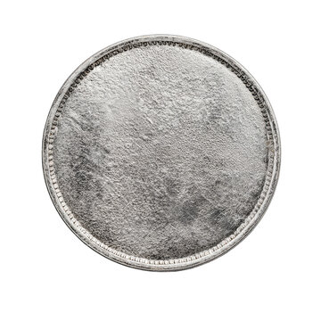 Close-up of a blank,  silver coin
