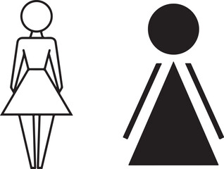 Geometric Abstract Female Figures, Black Solid and Outline Versions