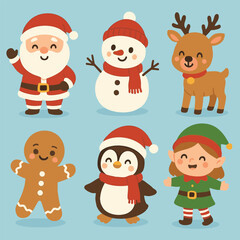 Obraz premium set of santa claus characters vector ilustration