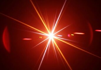 Obraz premium Bright starburst lens flare effect on a dark red background