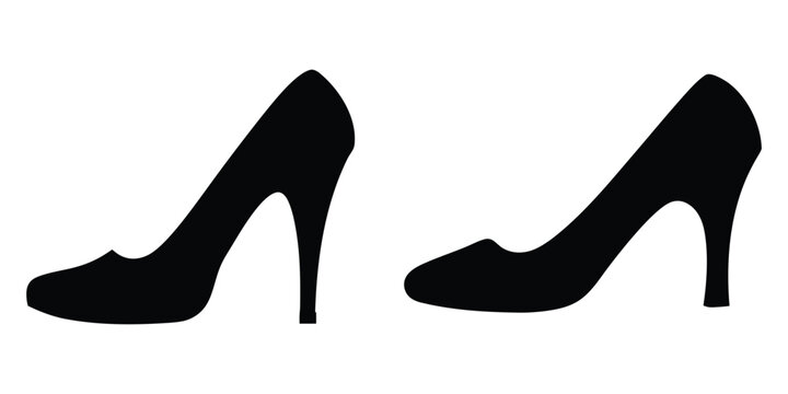 Woman high heel vector silhouette, shoe high heel icon