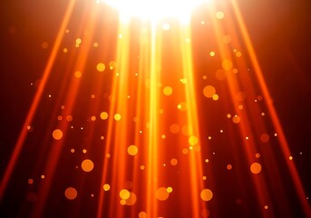 Bright orange light rays with floating particles
