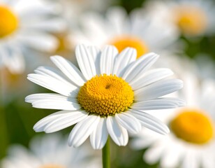 Close-up of a daisy with bright yellow center and white petals