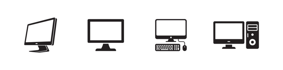 Computer icon set, Computer pc monitor web logo icon, Simple computer icon set in various,  Vector illustration EPS 10.