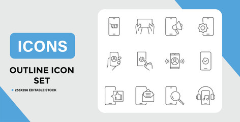 Set of Mobile Phone Outline Icons for Web and App Design