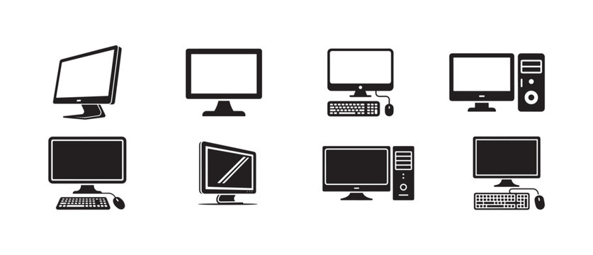 Desktop computer icon, personal PC flat vector icon, pc monitor icon, Vector illustration EPS 10.