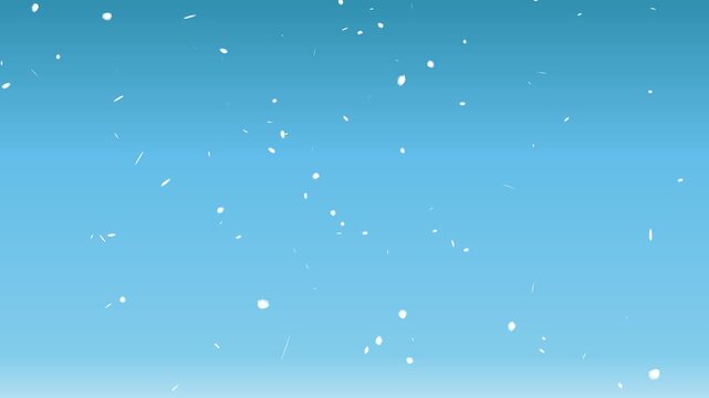 Realistic Snowfall falling down in winter blue sky background. Christmas  or new year 2D winter snowfall overlay loop,  falling snowflakes 4k.