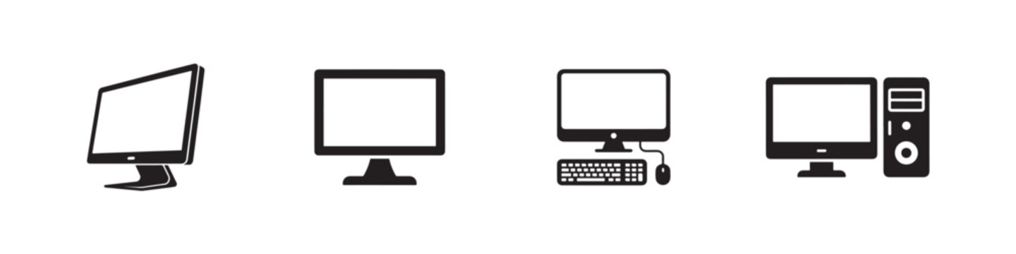 Computer icon set, Computer pc monitor web logo icon, Simple computer icon set in various,  Vector illustration EPS 10.