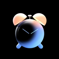 Modern minimalist alarm clock with pastel glow against black background