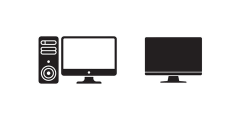 Computer icons set, Computer different style symbol, Desktop computer icon, Vector illustration EPS 10.