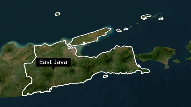 Zoom In Map Geography East Java Footage 4K