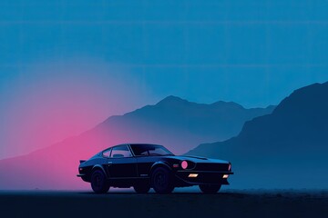Retro car at twilight