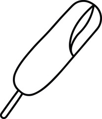 Simple Line Art Icon of a Scoop or Ice Cream Cone on a Stick