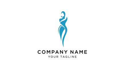 Elegant blue silhouette logo representing beauty and fashion for a company.