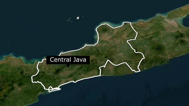 Zoom In Map Geography Central Java Footage 4K