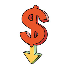 A dollar arrow symbol showing money growth and financial progress. Represents profit, rising income, business success, and upward cash flow direction.
