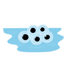 Cute vector illustration of frog eggs floating in water, showing the first stage of a frog&rsquo;s life cycle. Ideal for biology learning, science posters, and educational materials for kids