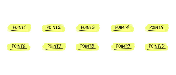 手書きの数字あしらいセット　ポイント/point　水彩風塗り(グローバルカラーで色変更可能)