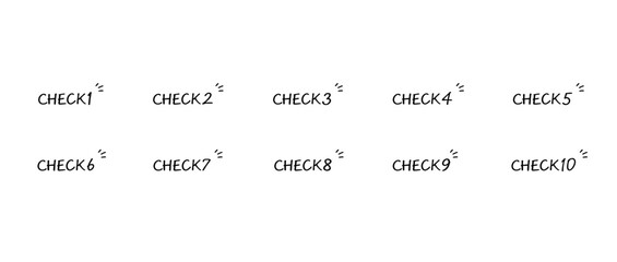シンプルな手書きの数字セット　チェック/check　塗りなし