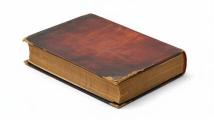 Obraz premium Antique Burgundy Leather Book Peeking Pages Angle