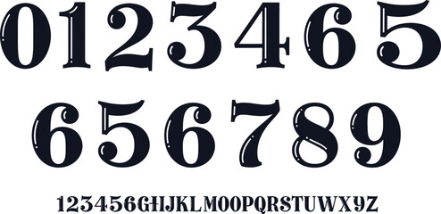Download vintage numbers and letters font vector graphic typography vector