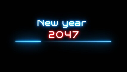 Neon glowing new year text illustration. Neon Happy new year celebration.