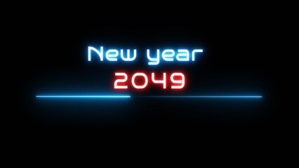 Neon glowing new year text illustration. Neon Happy new year celebration.