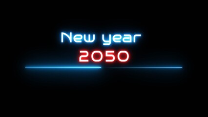 Neon glowing new year text illustration. Neon Happy new year celebration.