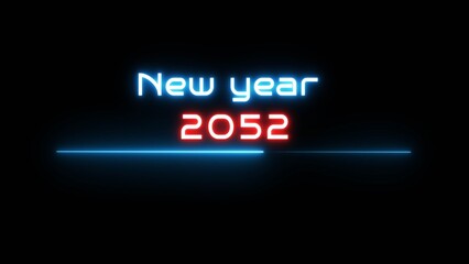 Neon glowing new year text illustration. Neon Happy new year celebration.