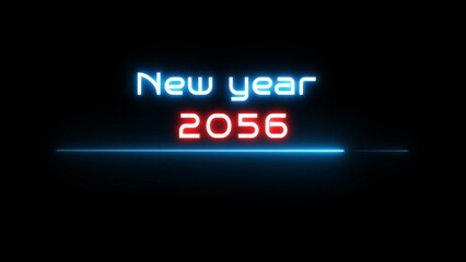 Neon glowing new year text illustration. Neon Happy new year celebration.