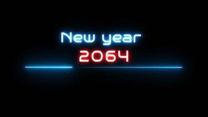 Neon glowing new year text illustration. Neon Happy new year celebration.