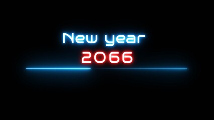 Neon glowing new year text illustration. Neon Happy new year celebration.