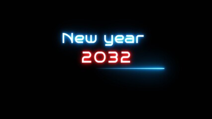 Neon glowing new year text illustration. Neon Happy new year celebration.
