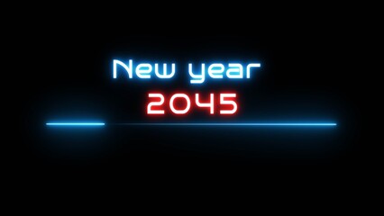 Neon glowing new year text illustration. Neon Happy new year celebration.