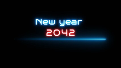 Neon glowing new year text illustration. Neon Happy new year celebration.