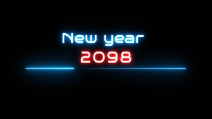 Neon glowing new year text illustration. Neon Happy new year celebration.